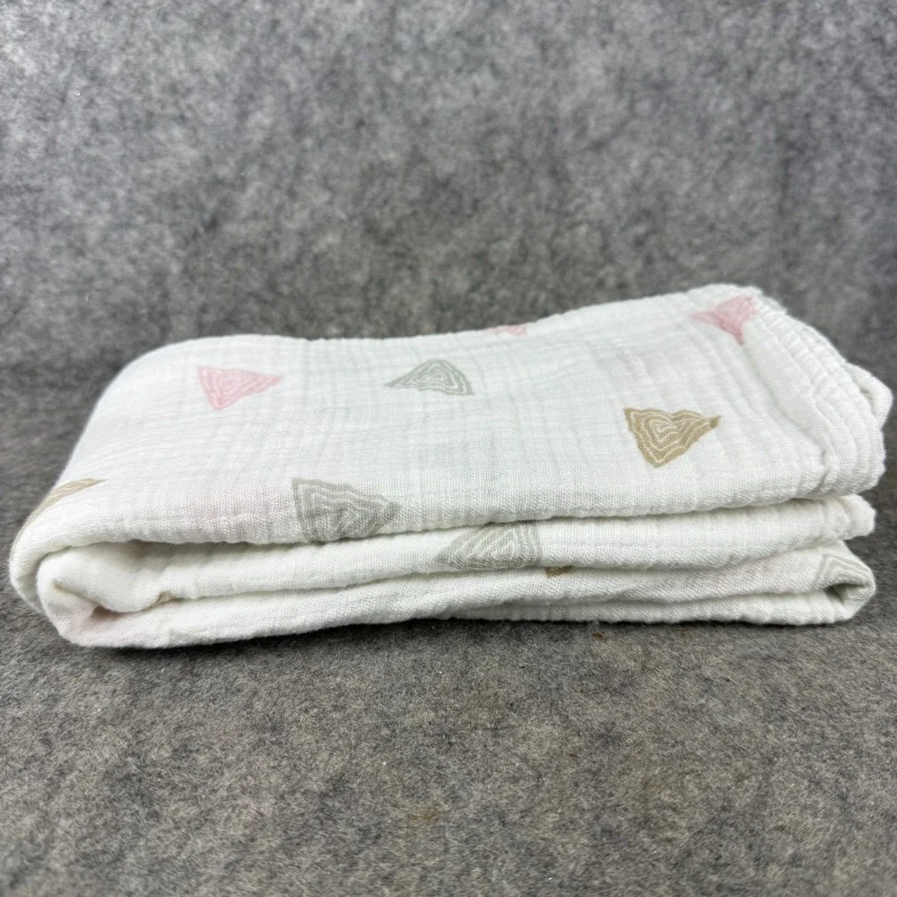 Aden + Anais Triangle Print Baby Swaddle Blanket‎ Pink White Tan Gray Muslin